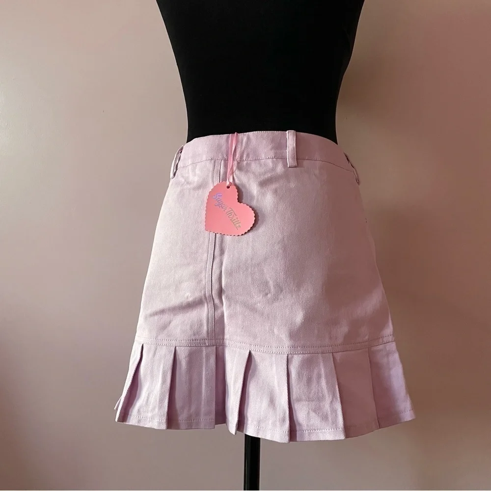 NEW! Sugar Thrillz (Dolls Kill)- Baby Pink Purplish Melody Girl Mini Skirt S